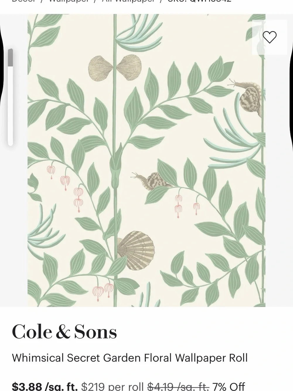 Cole & Son Secret Garden Wallpaper NWT